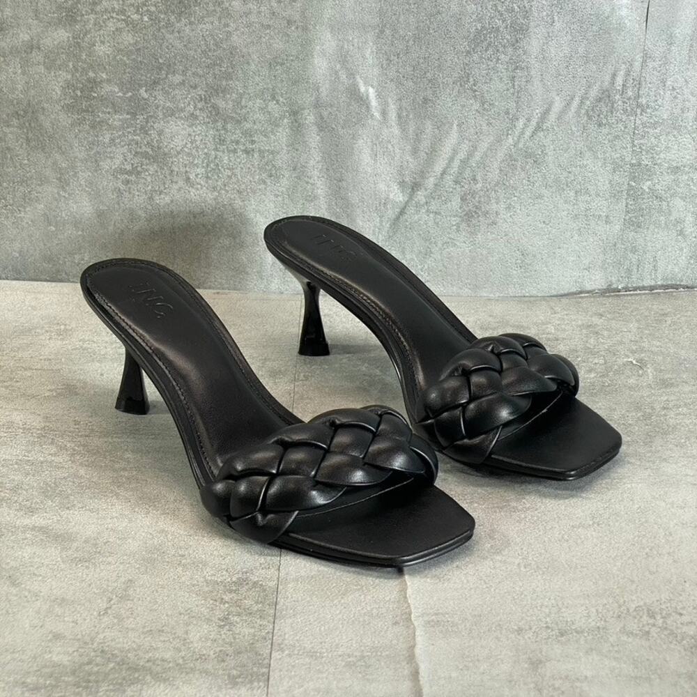 Inc International Concepts Women's Black Smooth Parker Woven Slide Sandals Sz 8 View 3